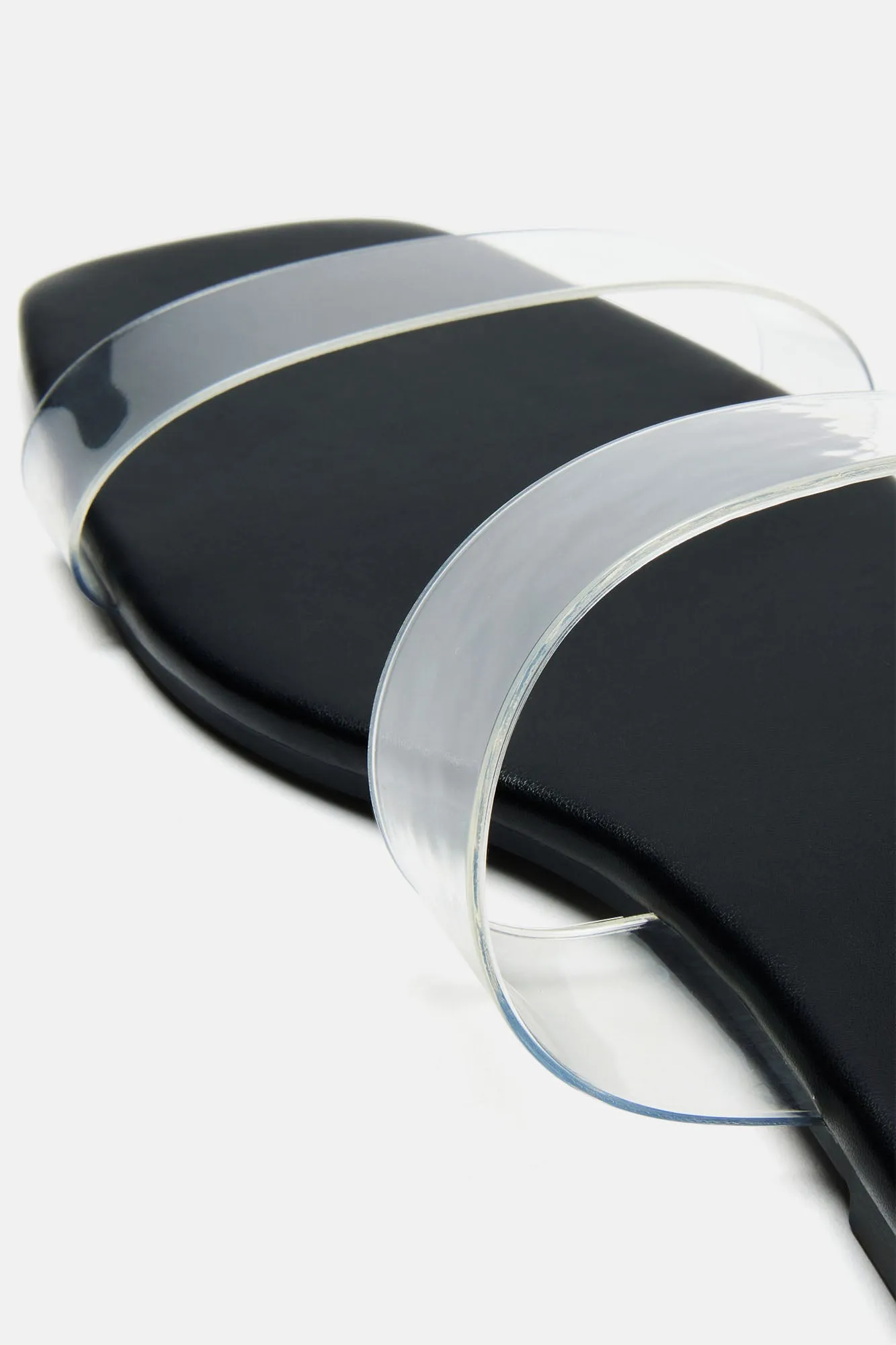 Abbie Clear Flat Sandals - Black