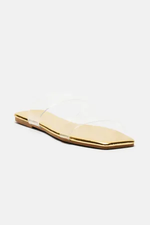 Abbie Clear Flat Sandals - Gold