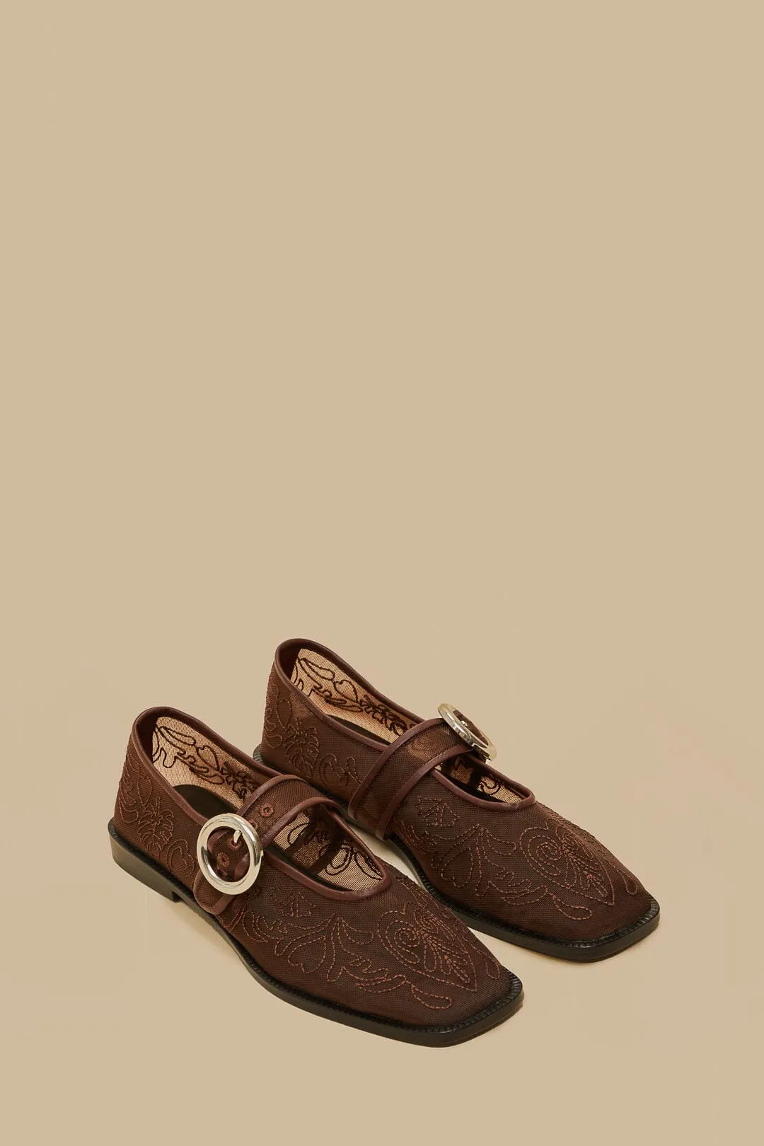 Chicory Coffee Square Toe Ballerina