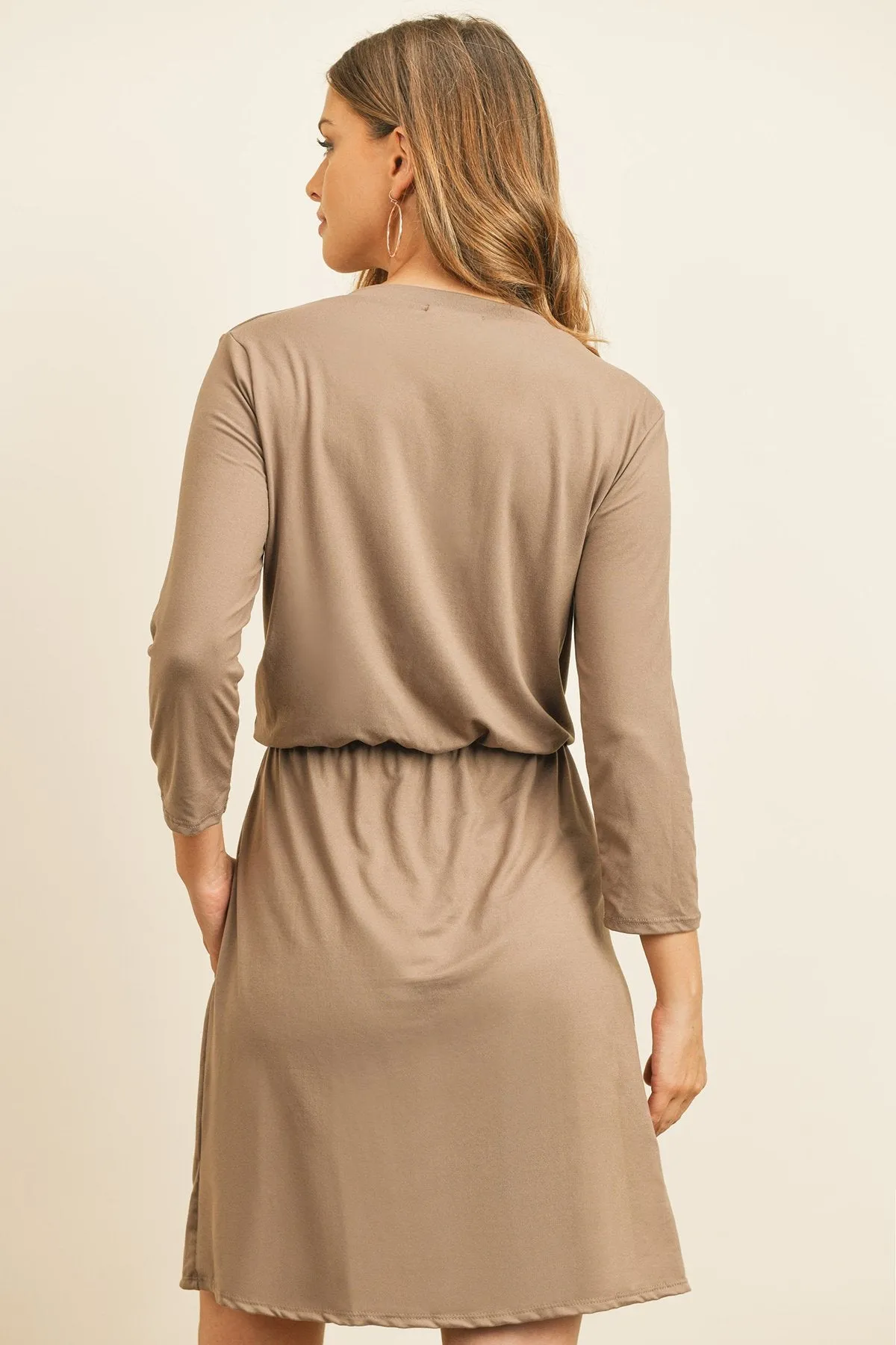 Cinch Waist 3/4 Sleeve Dress