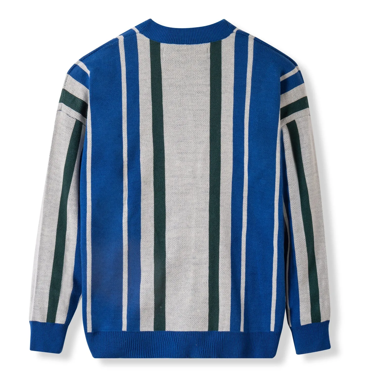 Cozy Knit Cardigan - Navy White Stripes