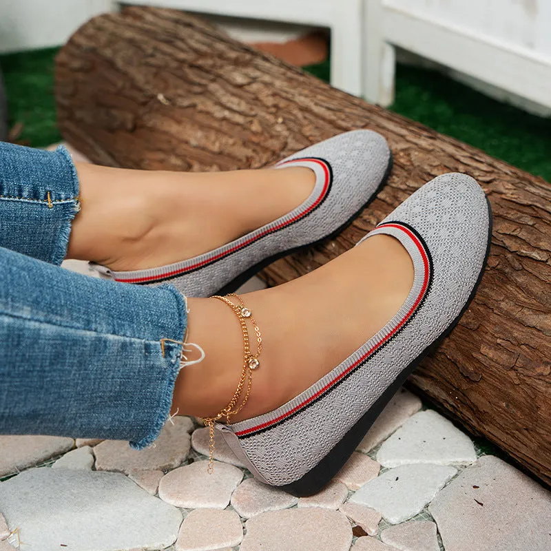 elveswallet Chic Fly-knit Breathable Flat Loafers