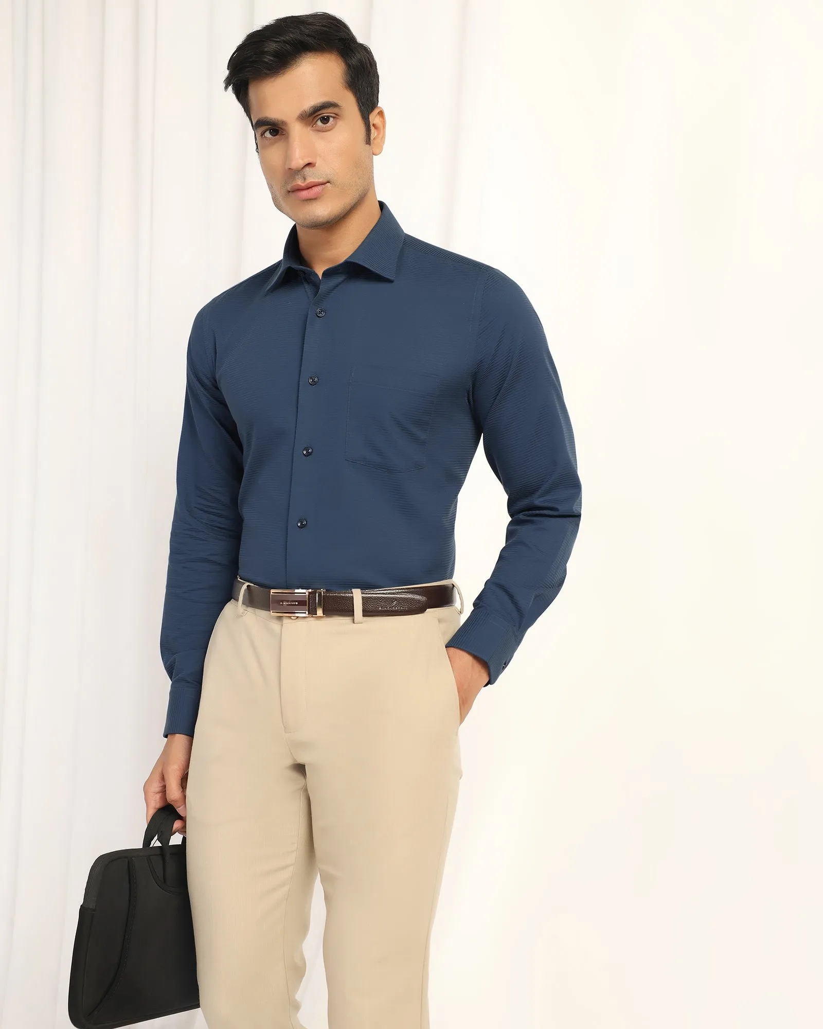 Formal Blue Stripe Shirt - Merlot