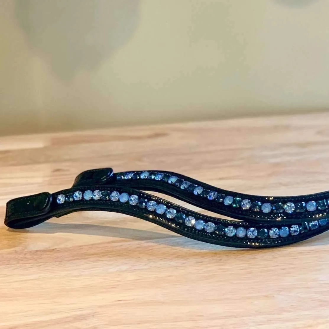 Halter Ego Austrian Crystal Patent Browband - Moody Blues