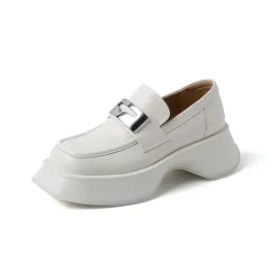 Kenia Chunky White Platform Loafers