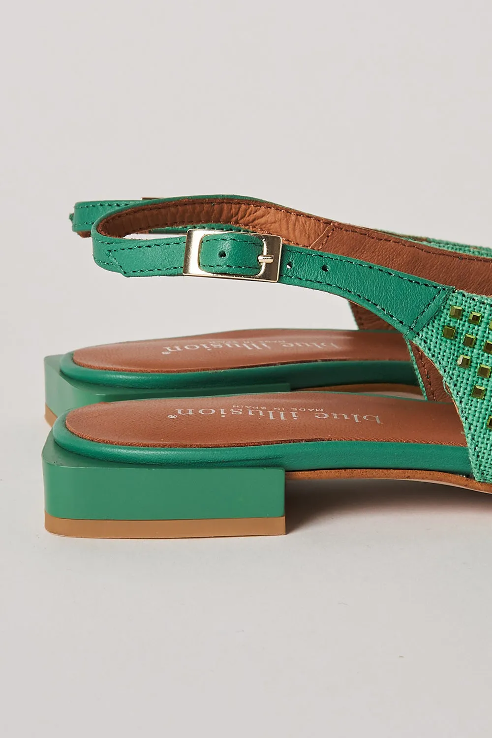 Margaux Rhinestone Flat - Green