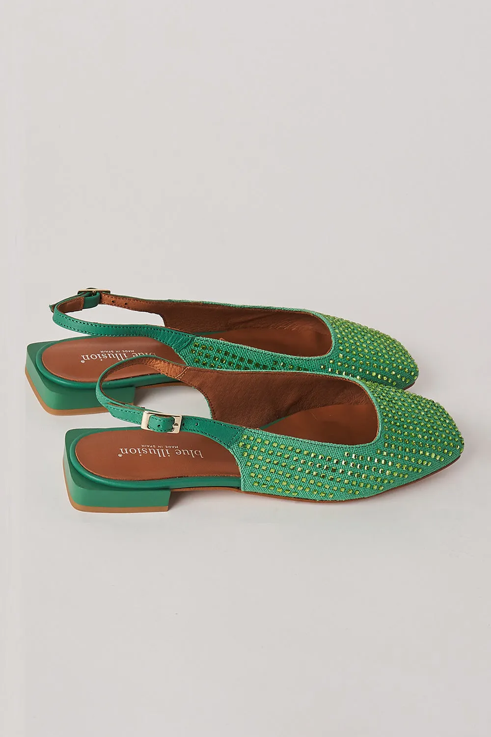 Margaux Rhinestone Flat - Green