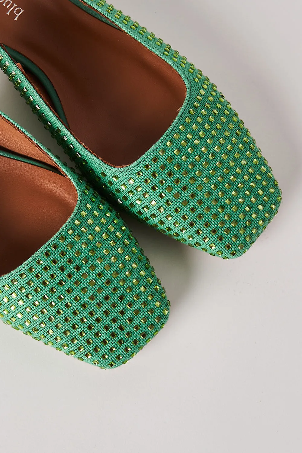 Margaux Rhinestone Flat - Green