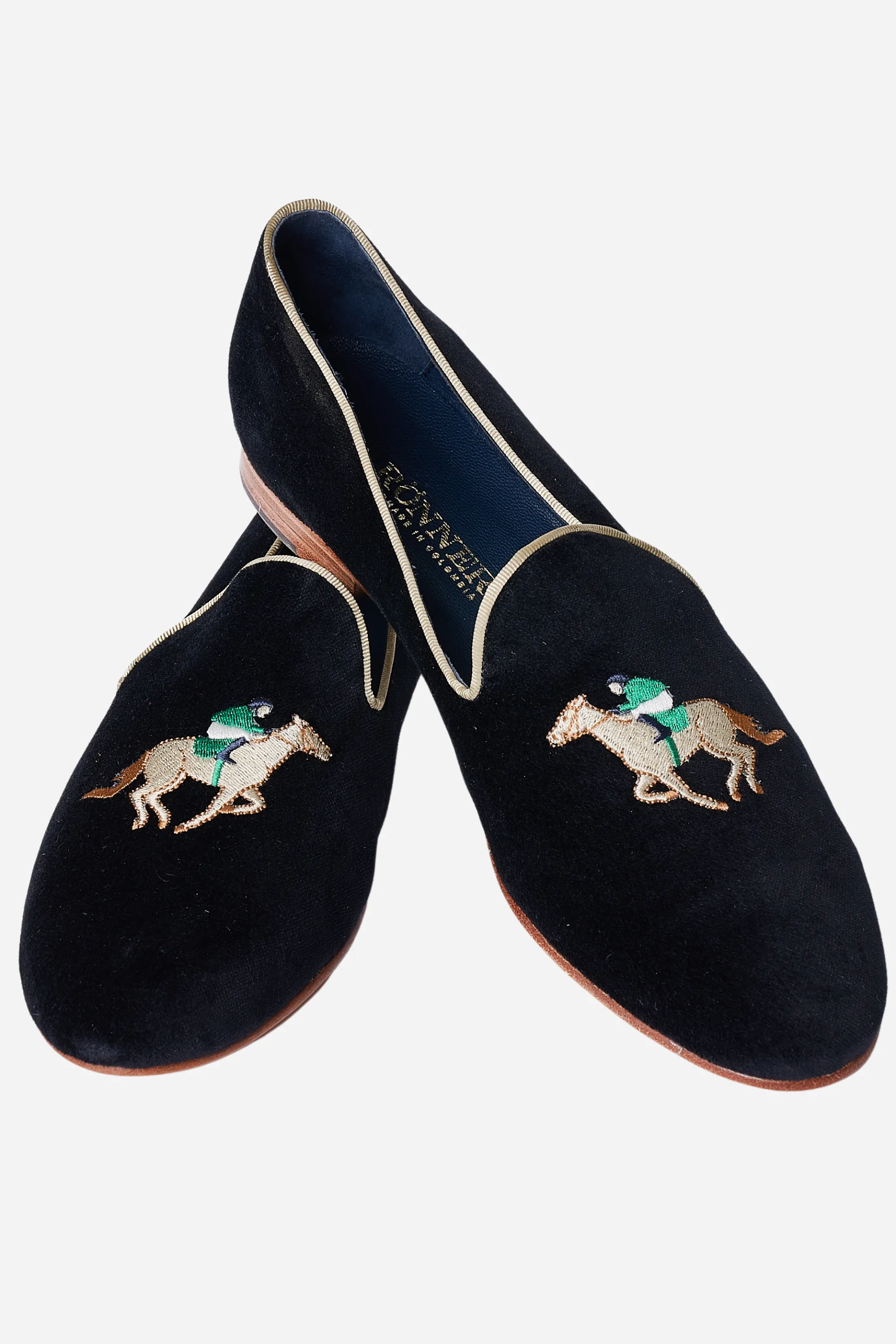 Mimosa Slipper - Black & Green Jockey (Made for KAVAL)