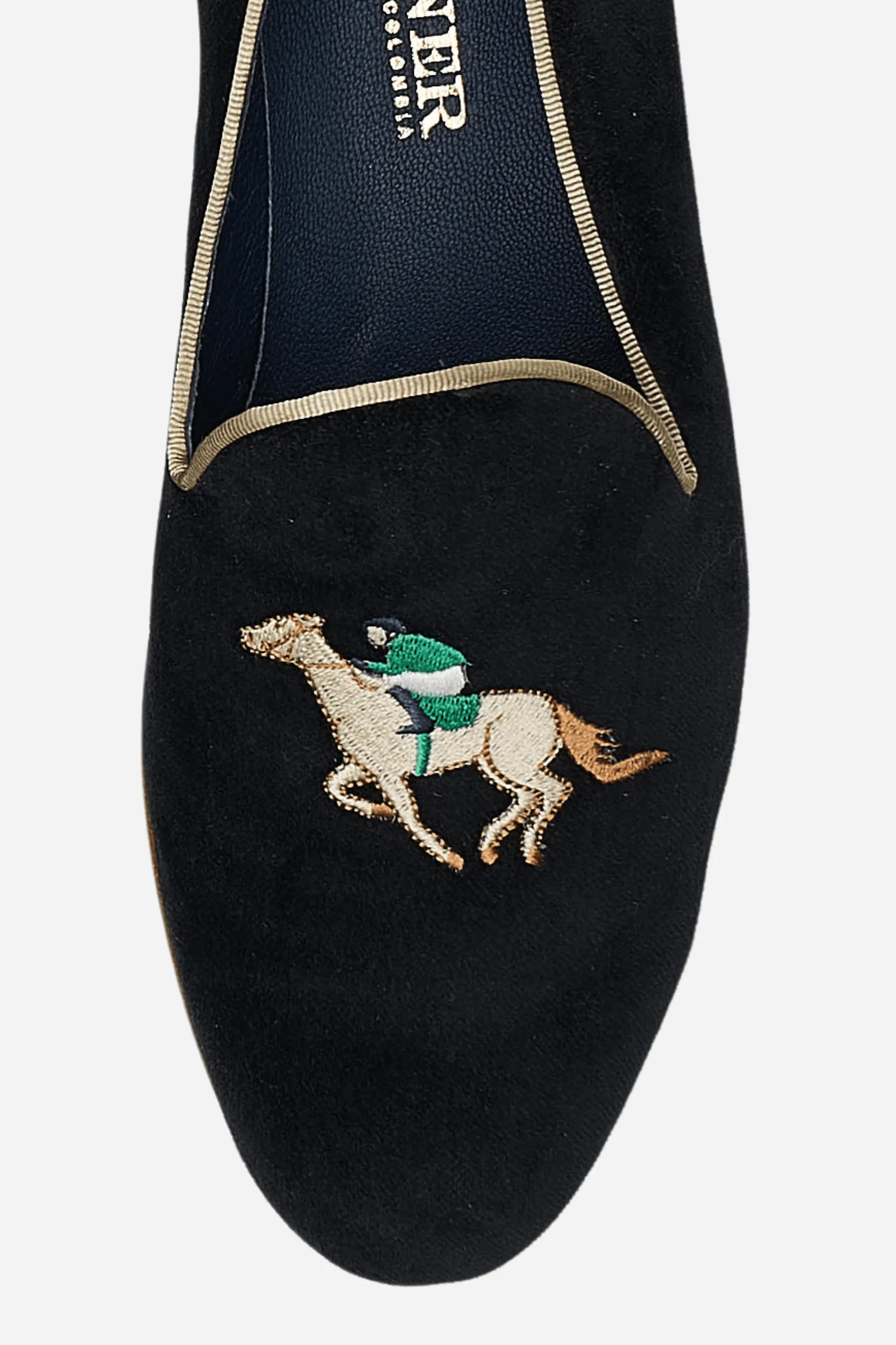 Mimosa Slipper - Black & Green Jockey (Made for KAVAL)