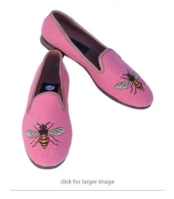 Misses Needlepoint Loafer Bees on Shrimp |Designs by Lillie