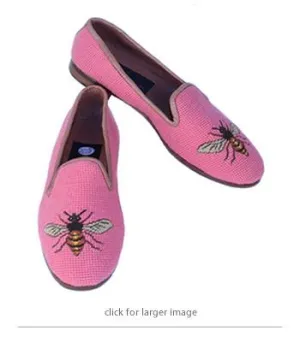 Misses Needlepoint Loafer Bees on Shrimp |Designs by Lillie
