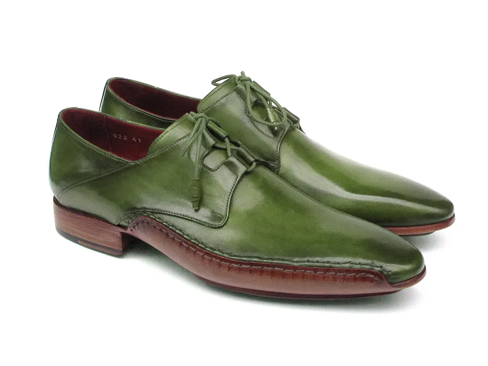 Paul Parkman Men's Ghillie Lacing Side Handsewn Green Dress Shoes (Id#022)