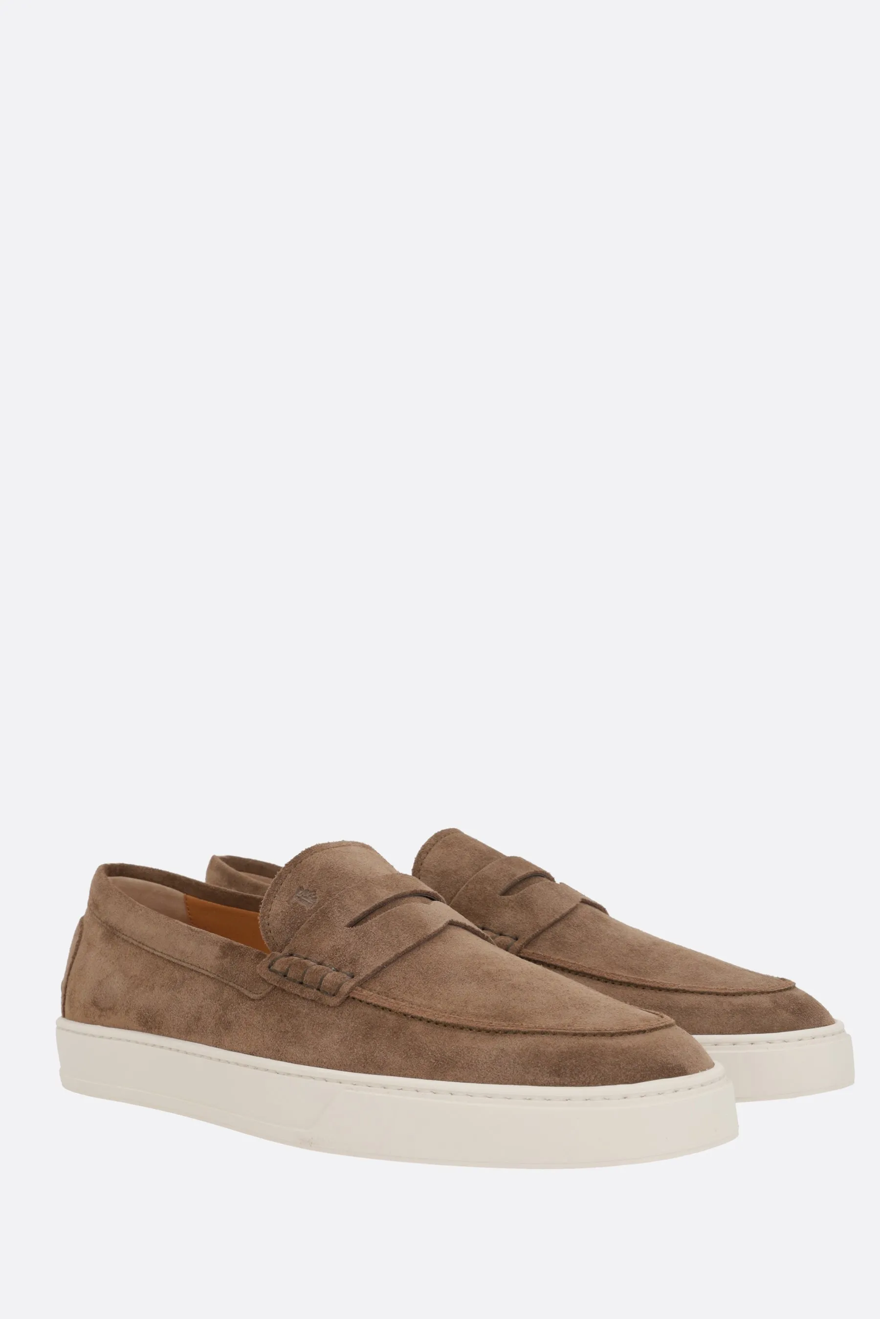 Pebble-Pattern Suede Round-Toe Loafers