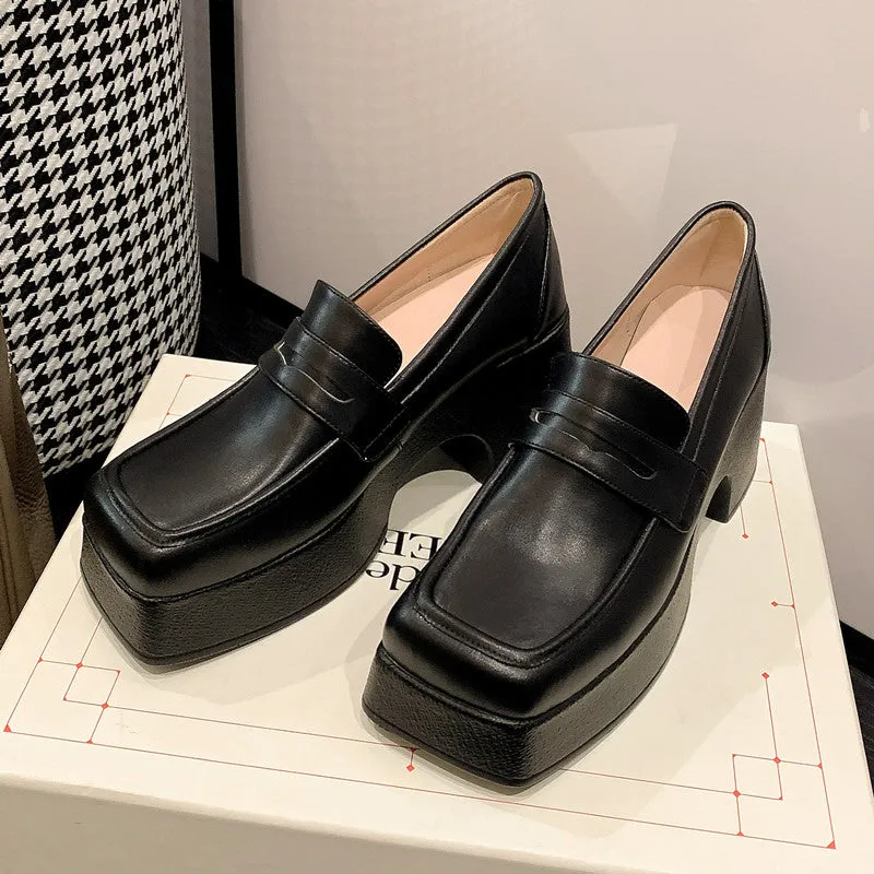 Platform Loafer Heels - Zya