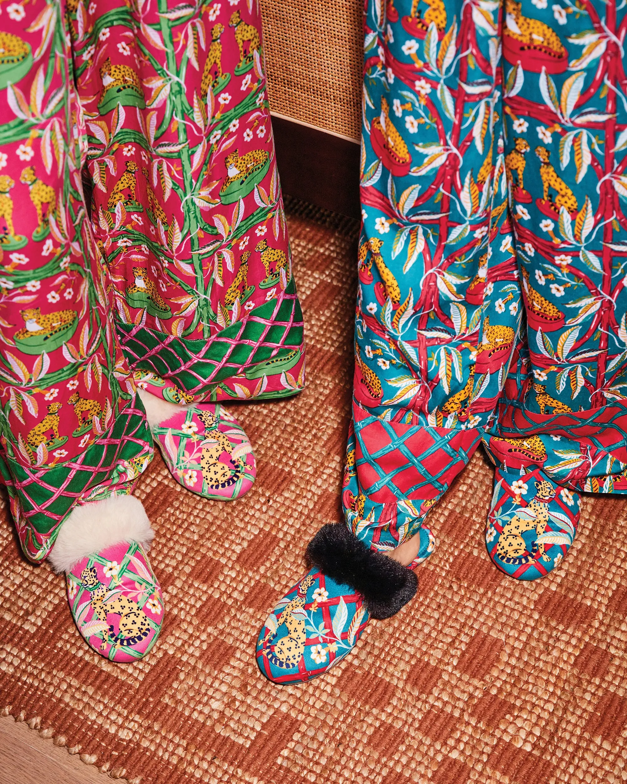 Royal Cheetah - Velvet Faux-Fur Slippers - Pink Palace