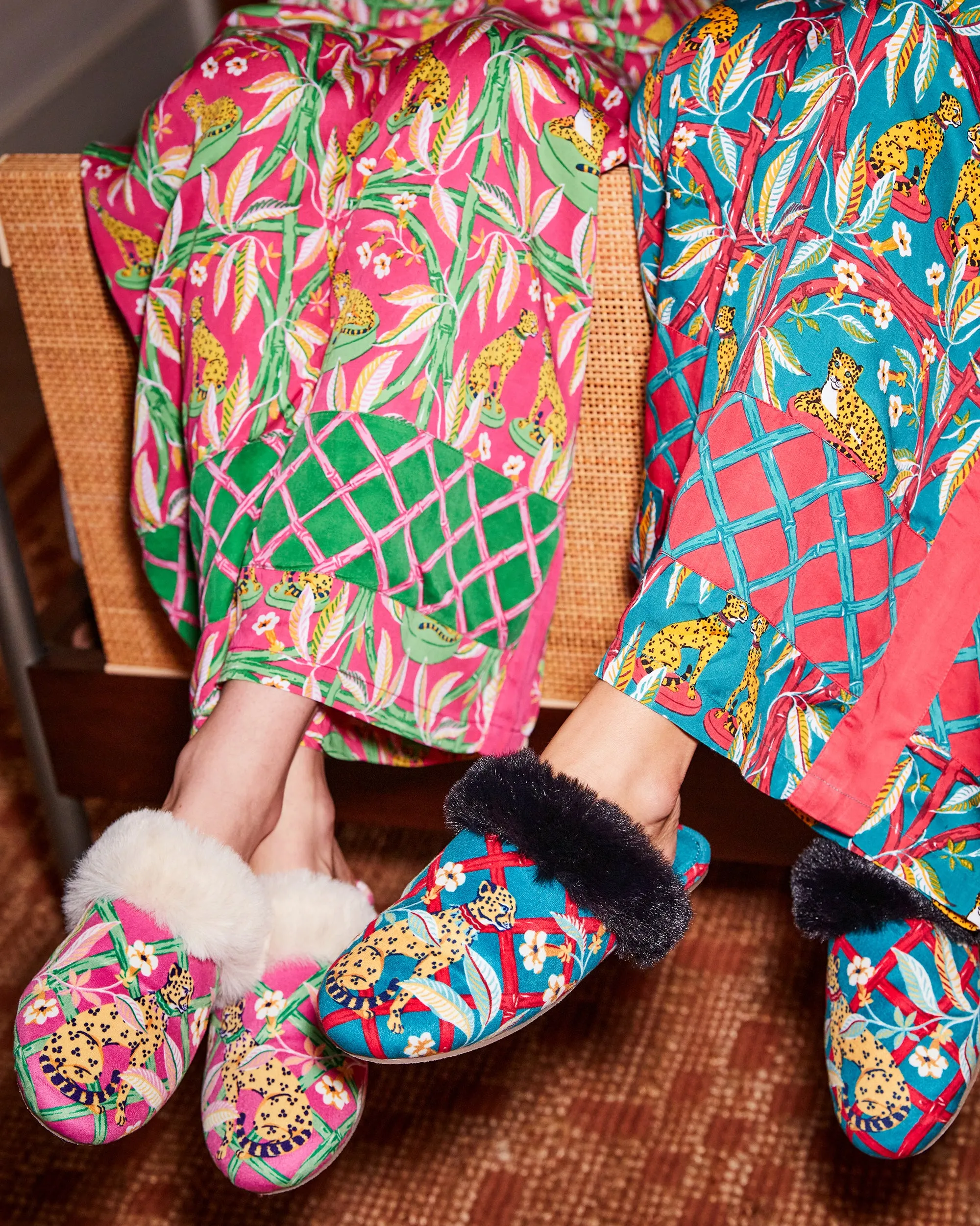 Royal Cheetah - Velvet Faux-Fur Slippers - Ruby Jade
