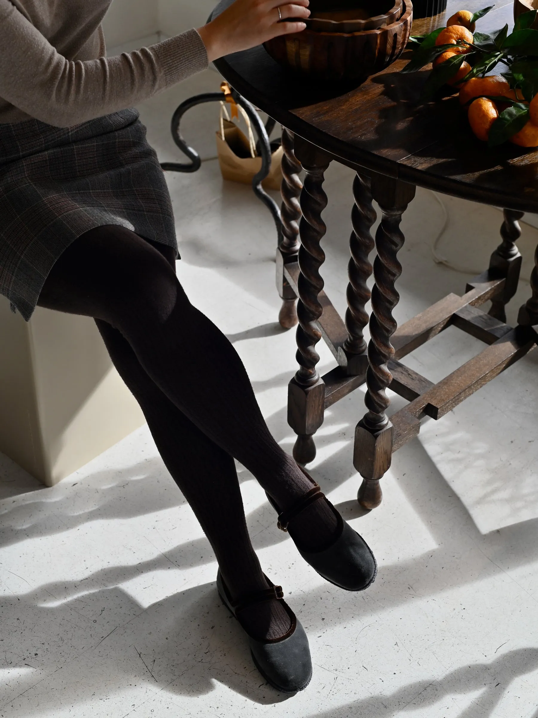 The Bb Shoe - Velutto Antricite with Cioccolato Trim