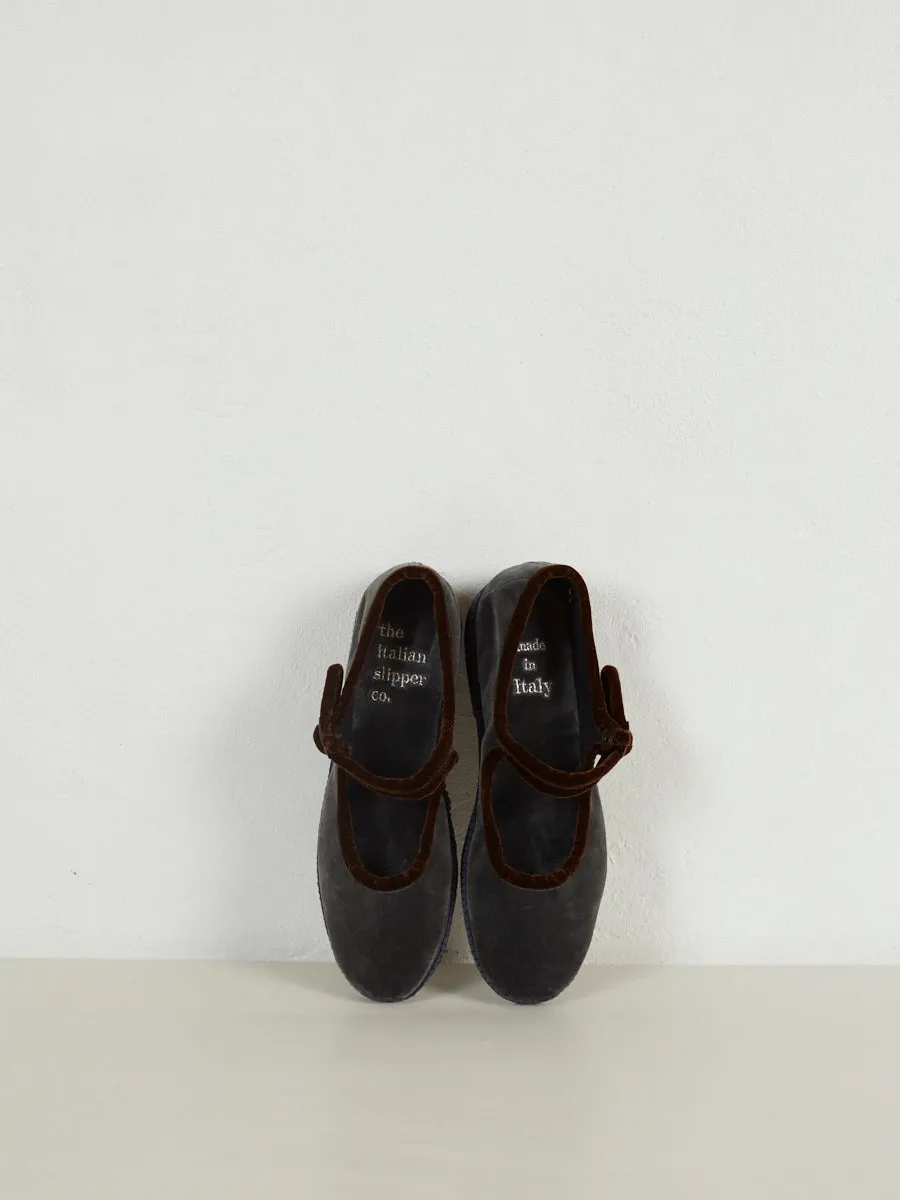 The Bb Shoe - Velutto Antricite with Cioccolato Trim