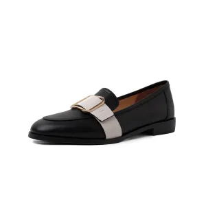 TinaCus Women's Handmade Genuine Leather Belt Design Slip On Flat Comfortable Loafer Pumps Shoes