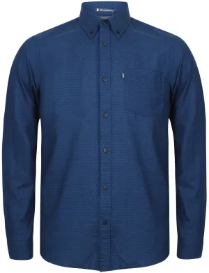 Warwick Long Sleeve Dobby Cotton Shirt in Indigo - Le Shark