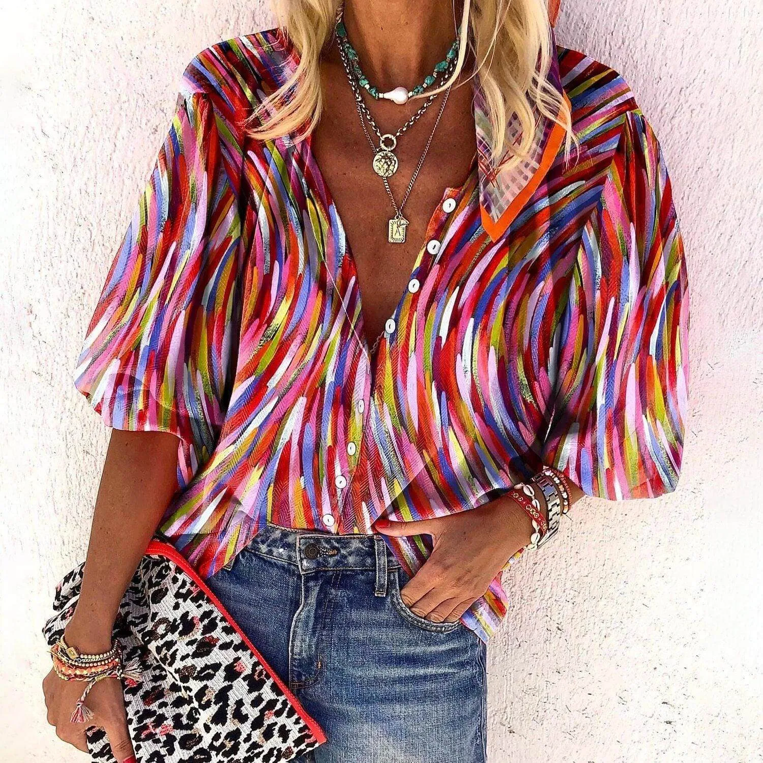 Women's Boho Lace Long-Sleeve Tunic Top