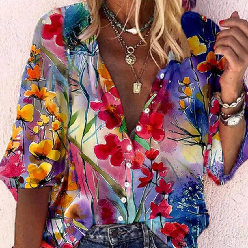 Women's Boho Lace Long-Sleeve Tunic Top