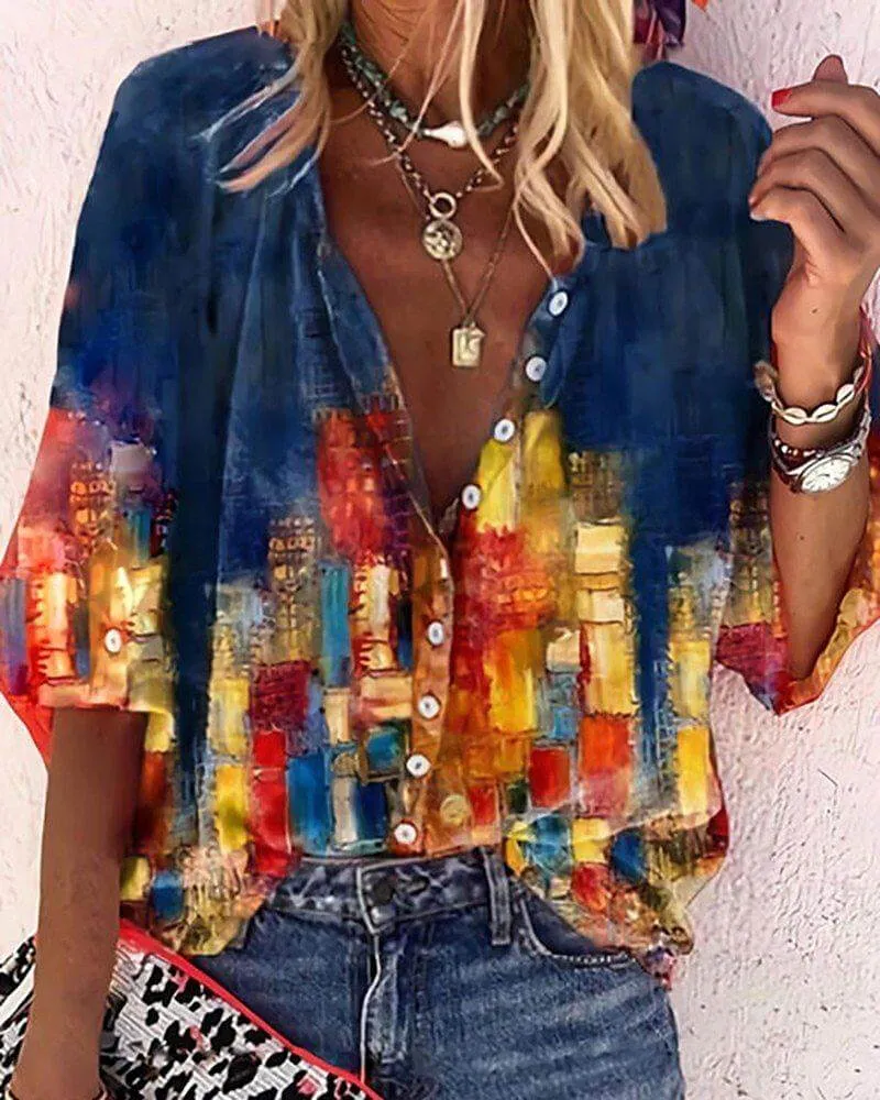 Women's Boho Lace Long-Sleeve Tunic Top