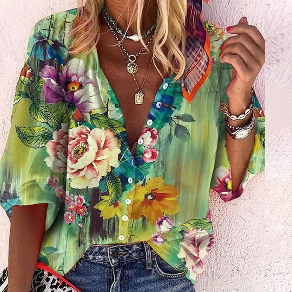 Women's Boho Lace Long-Sleeve Tunic Top