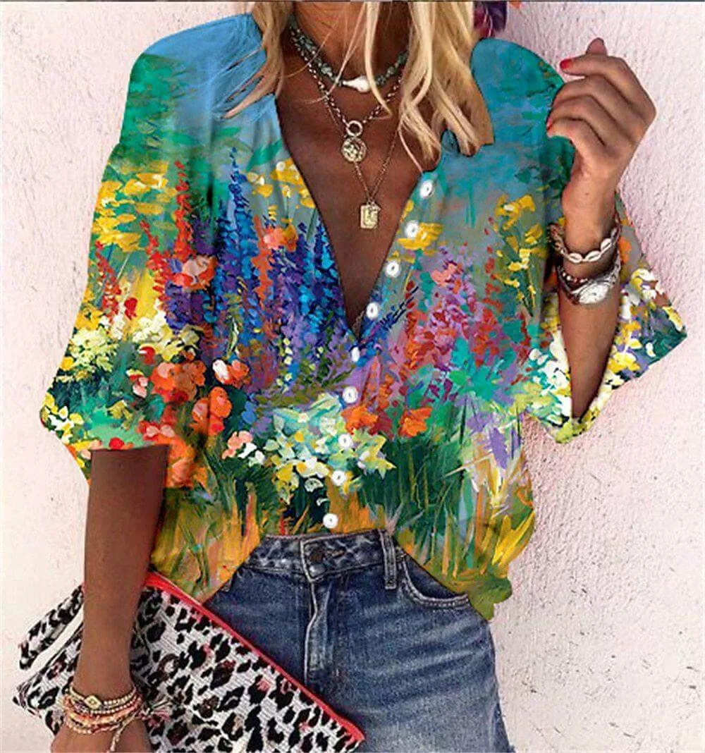 Women's Boho Lace Long-Sleeve Tunic Top